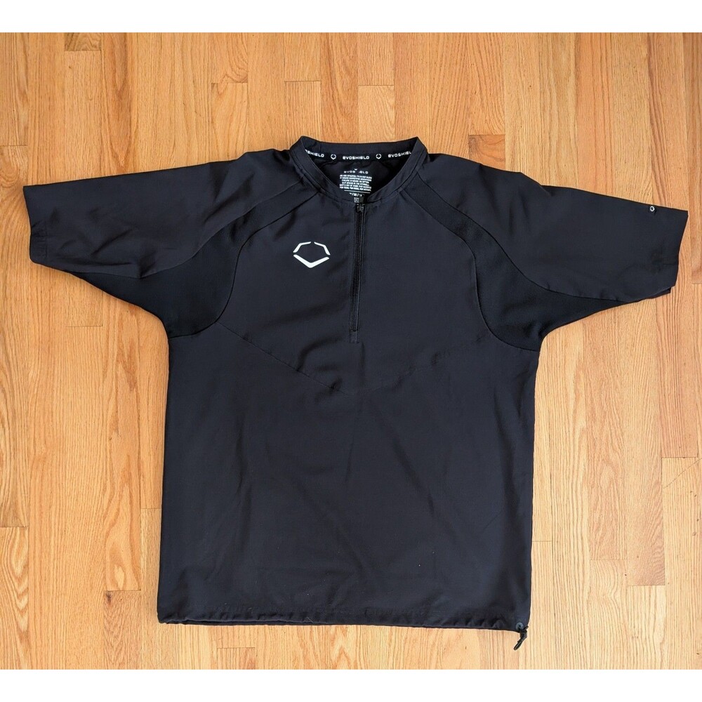 EVOSHIELD Medium Pro Team Black Short Sleeve BP Jacket Logo 1/4Zip Cord-lock Hem